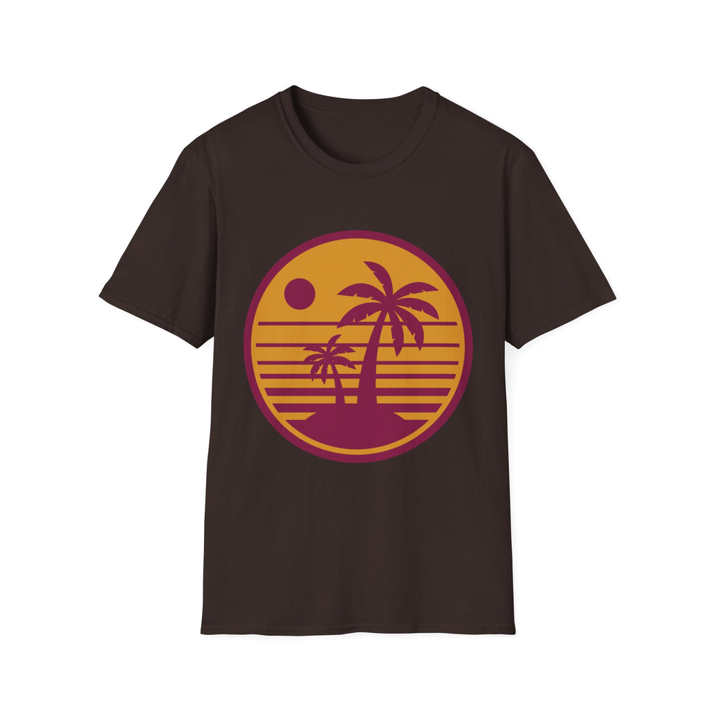 Retro Sunset Palm T-Shirt — Vintage Beach Vibe Graphic Tee