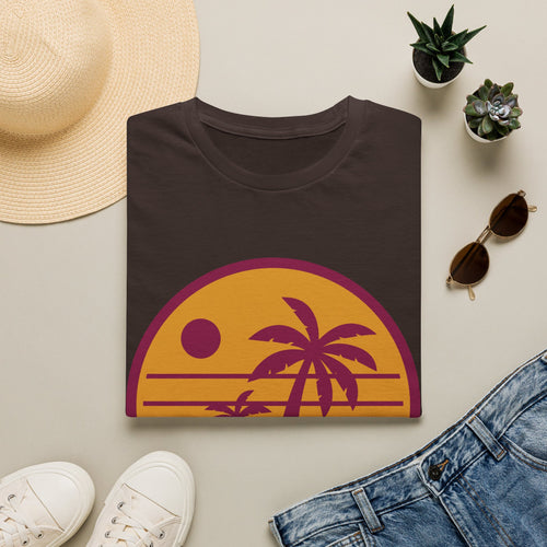 Retro Sunset Palm T-Shirt — Vintage Beach Vibe Graphic Tee